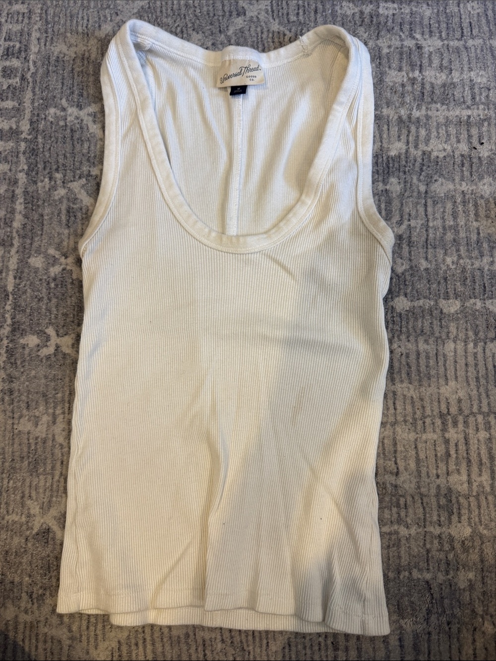 Universal Thread Cream Ribbed Scoop Tank Top